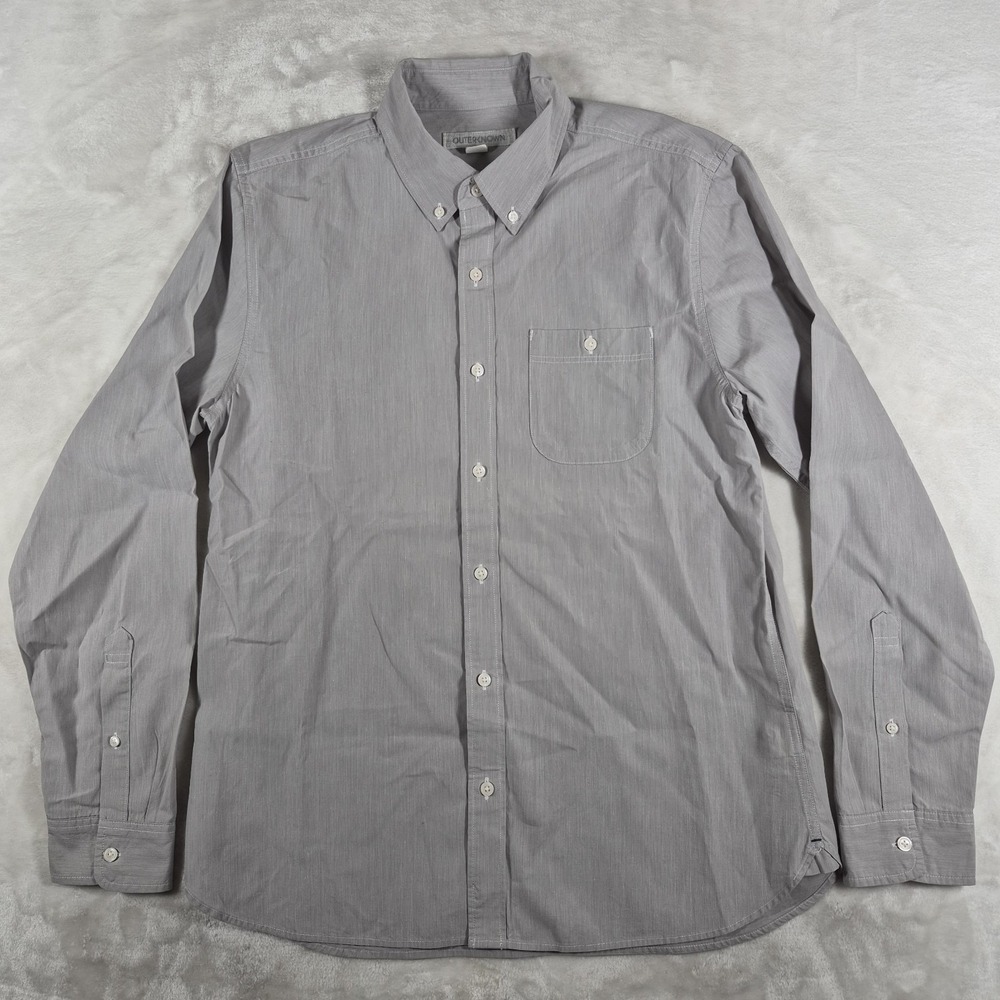Outerknown Button Down Shirt Men's Medium Gray Long Sleeve Organic Cotton Casual